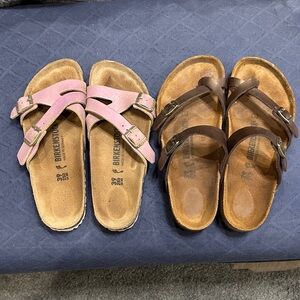 Birkenstock Dual Set: Pink and Brown Sandals two for the price of one 😁